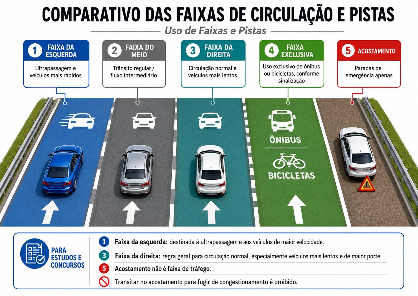 Amostra do material de Legislação de Trânsito — faixas circulacao