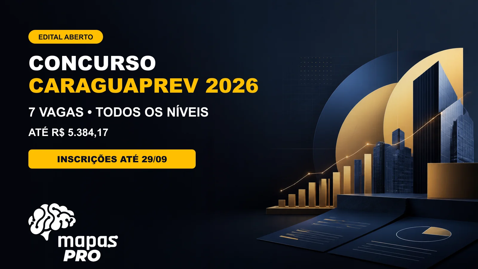 Concurso CaraguaPrev 2026 com sete vagas e inscrições até 29 de setembro