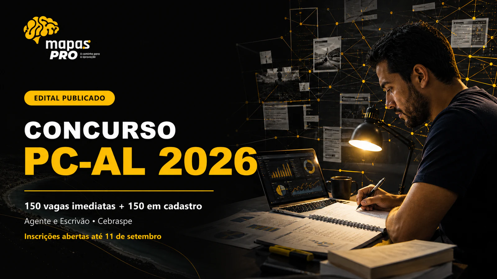Concurso PC-AL 2026: edital publicado para agente e escrivão, com 150 vagas imediatas e 150 em cadastro de reserva