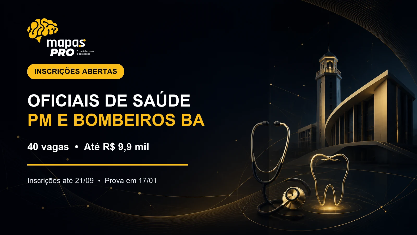 Concurso SAEB 03/2026 para oficiais de saúde da PM e Bombeiros da Bahia